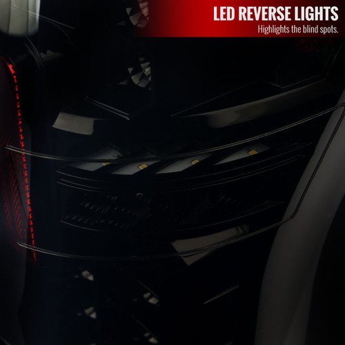 Spec-D Tuning F-250 LED Bar Tail Lights - Gloss Black Housing, Dark Smoked Lens (2017-2019)