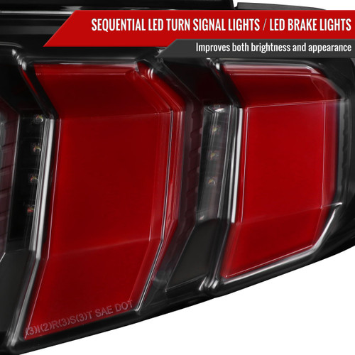 Spec-D Tuning Mustang Sequential LED Tail Lights - Satin Black, Clear Lens (2010-2012)