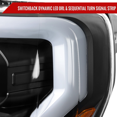 Spec-D Tuning F-150 Projector Headlights w/ LED Switchback Sequential Turn Signal Bars - Black Housing, Clear Lens (2021-2023)
