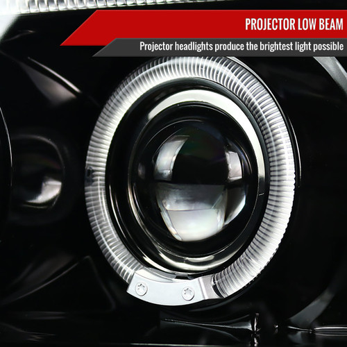Spec-D Tuning F-150 Dual Halo Projector Headlights - Jet Black Housing, Clear Lens (1997-2003)