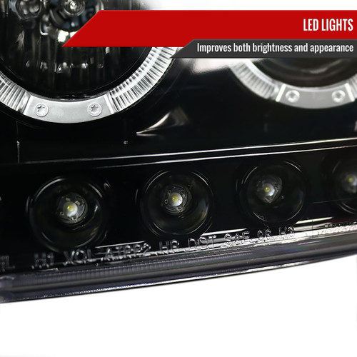 Spec-D Tuning F-150 Dual Halo Projector Headlights - Jet Black Housing, Clear Lens (1997-2003)