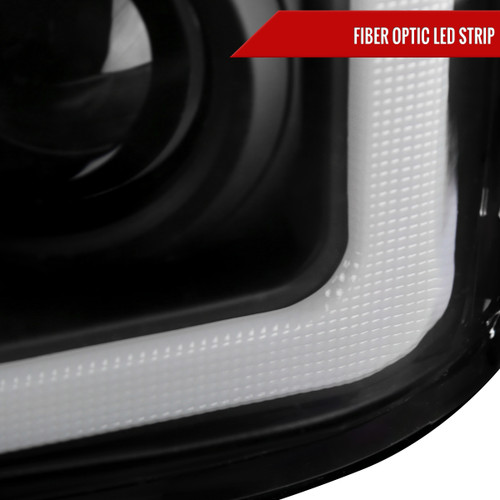 Spec-D Tuning F-250 Projector Headlights w/ LED C-Bars & Sequential Signals - Matte Black Housing, Clear Lens (2008-2010)