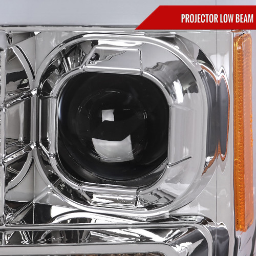 Spec-D Tuning F-250 Projector Headlights w/ Switchback LED C-Bars - Chrome Housing, Clear Lens (2017-2019)