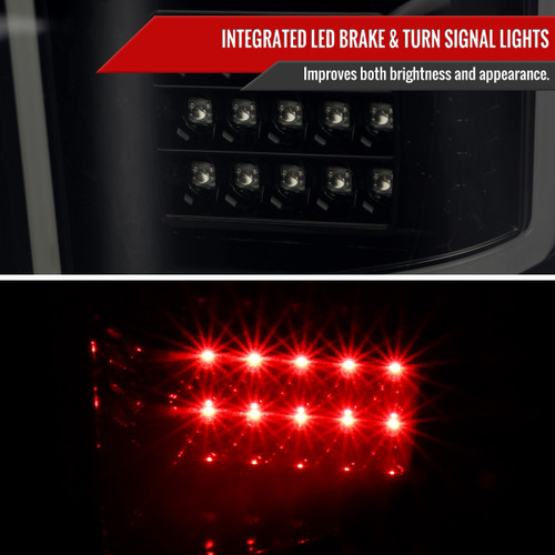 Spec-D Tuning F-150 LED Tail Lights - Gloss Black Housing, Smoked Lens (2015-2017)