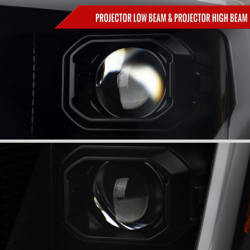 Spec-D Tuning F-150 Projector Headlights w/ LED Switchback Sequential Turn Signal Bars - Black Housing, Smoked Lens (2021-2023)