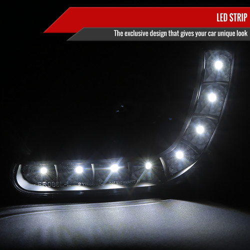 Spec-D Tuning F-150 Projector Headlights w/ SMD LED Light Strip - Matte Black Housing, Clear Lens (1997-2003)