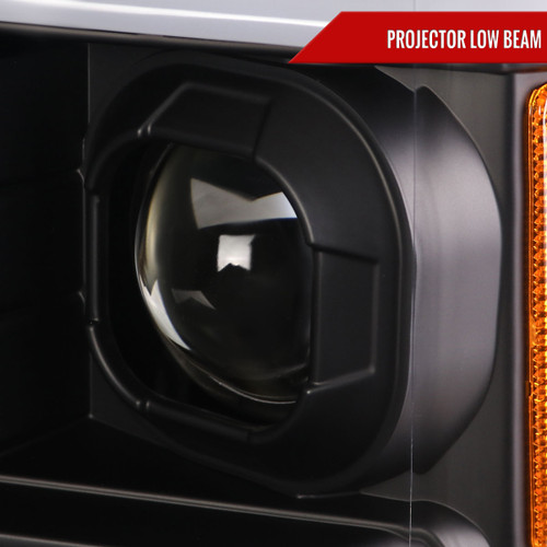 Spec-D Tuning F-250 Projector Headlights w/ Switchback LED C-Bars - Matte Black Housing, Clear Lens (2017-2019)
