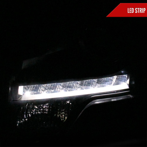 Spec-D Tuning F-150 Projector Headlights w/ LED Light Strip - Black Housing, Smoked Lens (2009-2014)