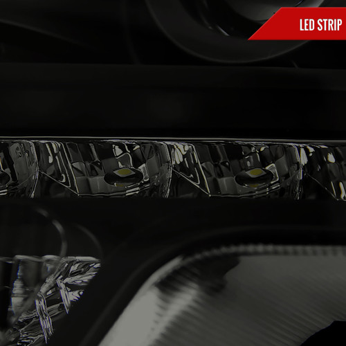 Spec-D Tuning F-150 Projector Headlights w/ LED Light Strip - Black Housing, Smoked Lens (2009-2014)