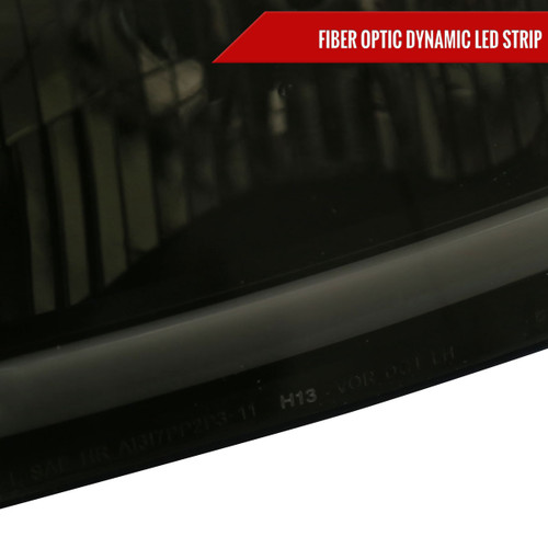 Spec-D Tuning F-250 Factory Style Headlights w/ LED C-Bars - Black Housing, Smoked Lens (2011-2016)