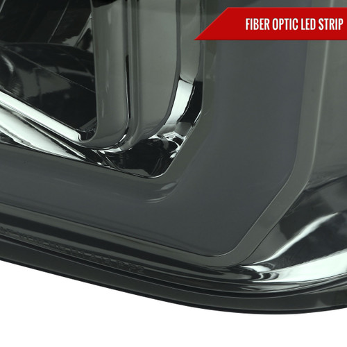 Spec-D Tuning F-250 Projector Headlights w/ LED C-Bars - Chrome Housing, Smoked Lens (2008-2010)