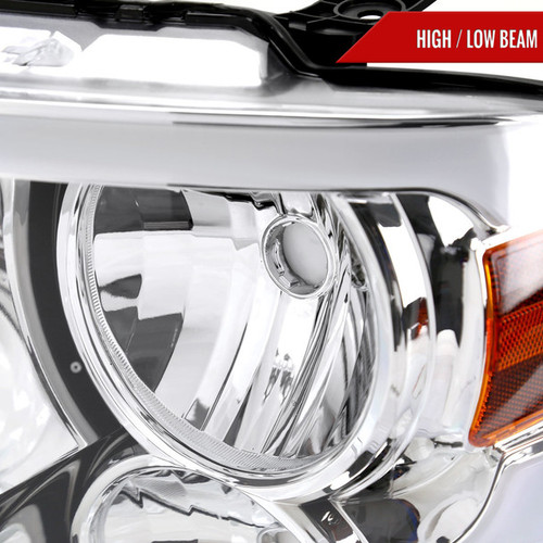 Spec-D Tuning F-150 Factory Style Headlights w/ LED Bars - Chrome Housing, Clear Lens (2004-2008)