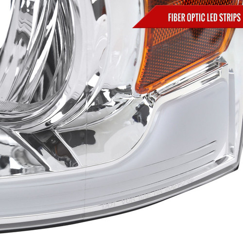 Spec-D Tuning F-150 Factory Style Headlights w/ LED Bars - Chrome Housing, Clear Lens (2004-2008)