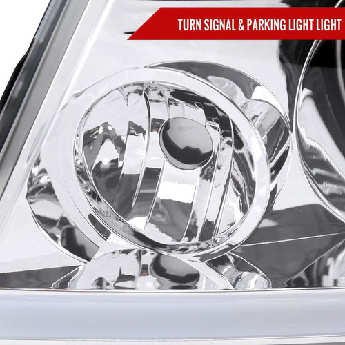 Spec-D Tuning F-150 Factory Style Headlights w/ LED Bars - Chrome Housing, Clear Lens (2004-2008)