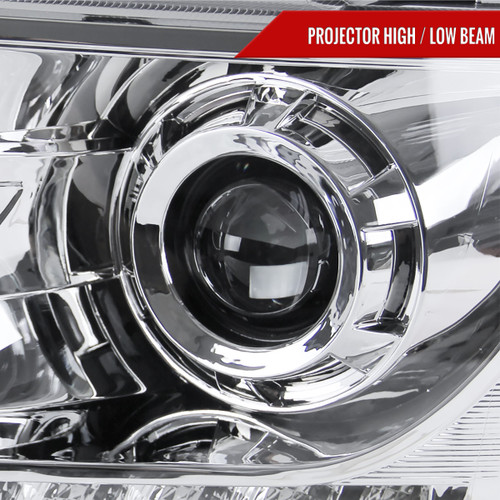 Spec-D Tuning F-150 Projector Headlights w/ LED Light Strip - Chrome Housing, Clear Lens (2009-2014)