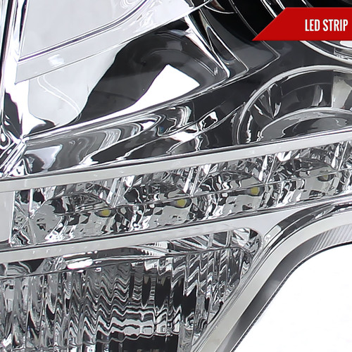 Spec-D Tuning F-150 Projector Headlights w/ LED Light Strip - Chrome Housing, Clear Lens (2009-2014)