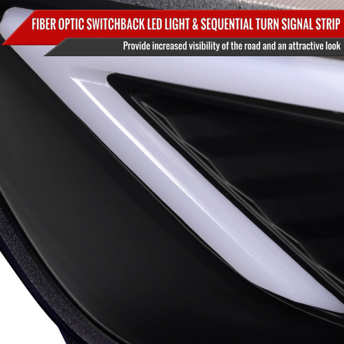 Spec-D Tuning Fusion Projector Headlights w/ Switchback Sequential Turn Signals - Matte Black Housing, Clear Lens (2013-2016)