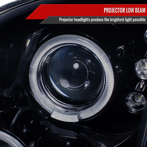 Spec-D Tuning Fusion  Dual Halo Projector Headlights - Gloss Black Housing, Smoked Lens (2006-2009)