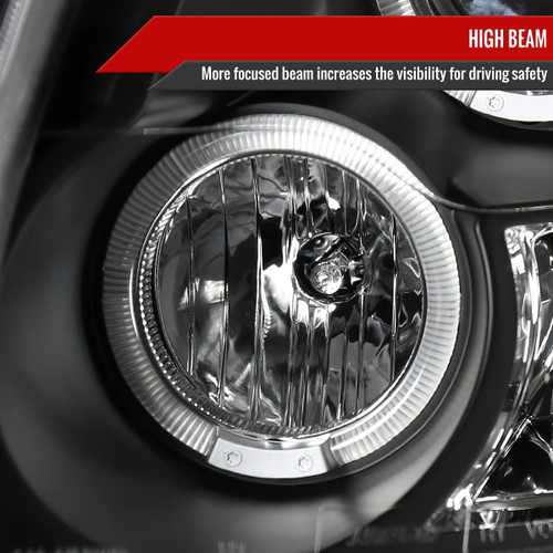 Spec-D Tuning Fusion Dual Halo Projector Headlights - Matte Black Housing, Clear Lens (2006-2009)