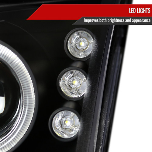 Spec-D Tuning Fusion Dual Halo Projector Headlights - Matte Black Housing, Clear Lens (2006-2009)