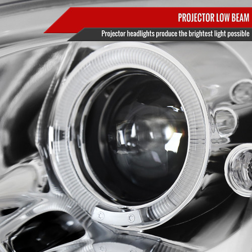 Spec-D Tuning Fusion Dual Halo Projector Headlights - Chrome Housing, Clear Lens (2006-2009)