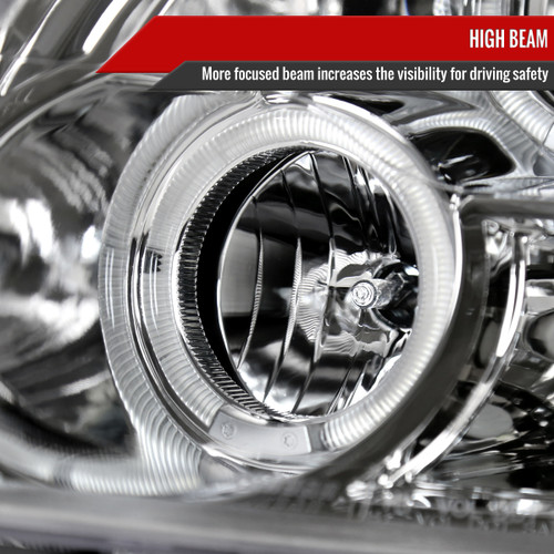 Spec-D Tuning Fusion Dual Halo Projector Headlights - Chrome Housing, Clear Lens (2006-2009)