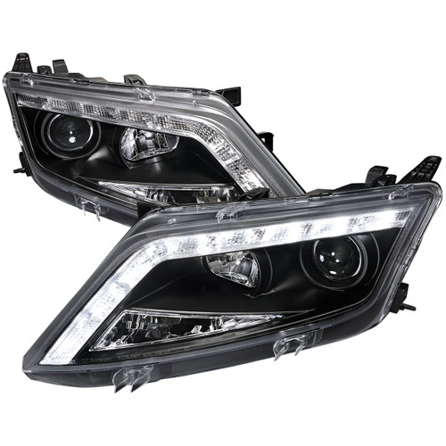 Spec-D Tuning LHP-FUS10JM-TM Fusion Projector Headlights w/ LED Light Strip - Matte Black Housing, Clear Lens (2010-2012)