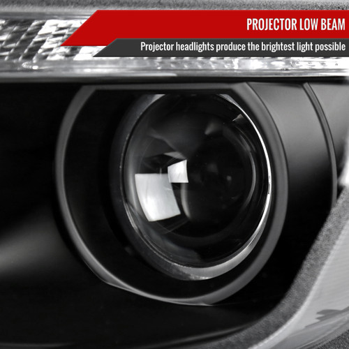 Spec-D Tuning Fusion Projector Headlights w/ LED Light Strip - Matte Black Housing, Clear Lens (2010-2012)