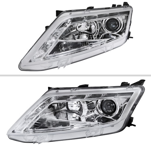 Spec-D Tuning Fusion Projector Headlights w/ LED Light Strip - Chrome Housing, Clear Lens (2010-2012)