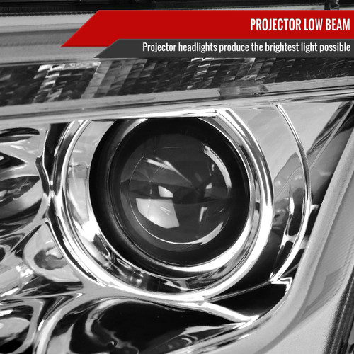 Spec-D Tuning Fusion Projector Headlights w/ LED Light Strip - Chrome Housing, Clear Lens (2010-2012)