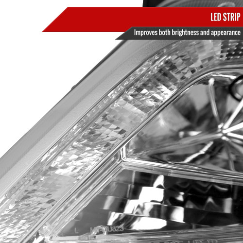 Spec-D Tuning Fusion Projector Headlights w/ LED Light Strip - Chrome Housing, Clear Lens (2010-2012)