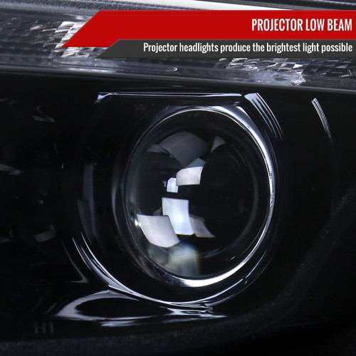 Spec-D Tuning Fusion Projector Headlights w/ LED Light Strip - Gloss Black Housing, Smoked Lens (2010-2012)