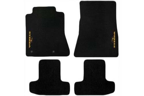 Steeda Mustang Embroidered Black Cutpile Floor Mats (2015-2026)