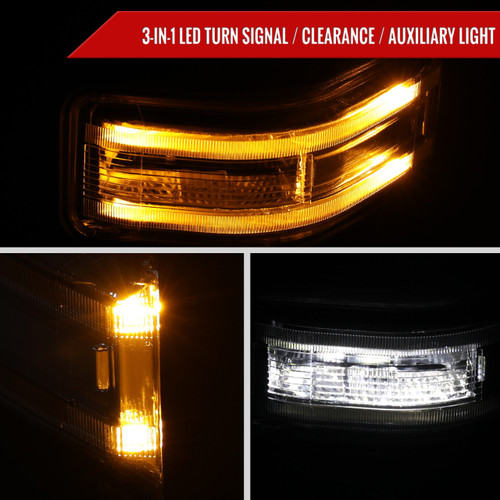 Spec-D Tuning F-150/F-250 Power Adjustable, Heated Tow Mirrors - Black w/ Smoked LED Turn Signals, Puddle Lights (2021-2025)
