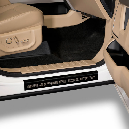 Putco Super Duty CC 4pc Stainless Steel Door Sill Plate Kit - Black Platinum/Super Duty Logo (2017-2022)