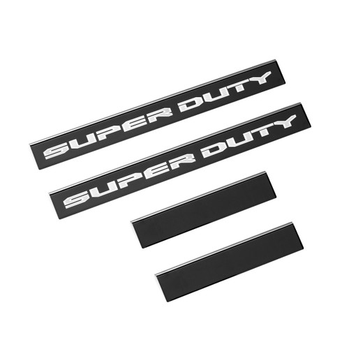 Putco Super Duty CC 4pc Stainless Steel Door Sill Plate Kit - Black Platinum/Super Duty Logo (2017-2022)