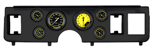 Classic Instruments Mustang 6pc Gauge Cluster Kit - Black Panel w/ AutoCross Yellow Full-Sweep Gauges (1979-1986)