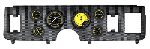 Classic Instruments Mustang 6pc Gauge Cluster Kit - Carbon Fiber Panel w/ AutoCross Yellow Full-Sweep Gauges (1979-1986)