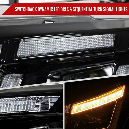 Spec-D Tuning Mustang S650 Style LED Projector Headlights - Gloss Black Housing, Clear Lens (2015-2017)