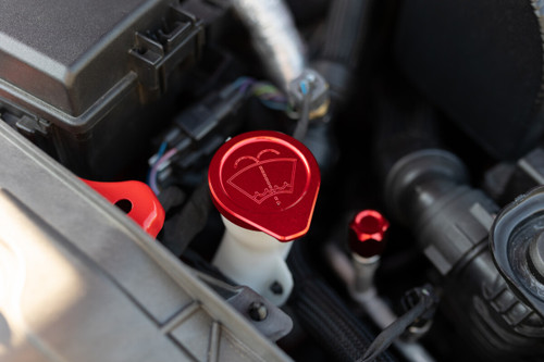 Fathouse Performance Mustang GT/GT350/GT500 Billet Washer Fluid Reservoir Cap - Red (2011-2025)
