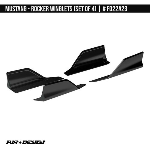 AirDesign Mustang Rocker Winglet Set - Satin Black (2015-2023)