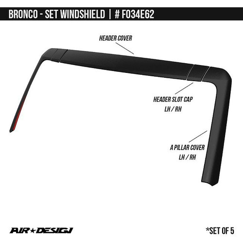 AirDesign Bronco Front Windshield Frame - Satin Black (2021-2025)