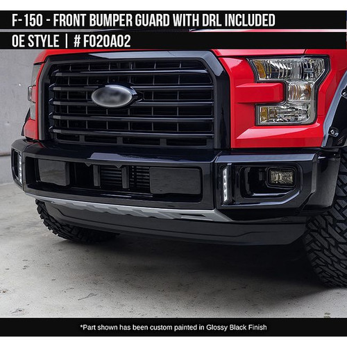 AirDesign F-150 OE Style Front Bumper Guard w/ DRL - Satin Black/Silver (2015-2017)