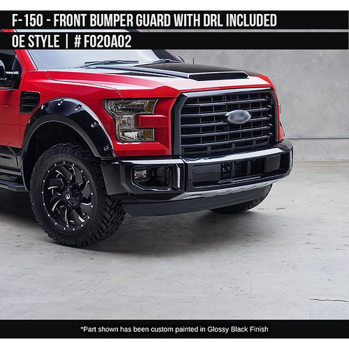 AirDesign F-150 OE Style Front Bumper Guard w/ DRL - Satin Black/Silver (2015-2017)