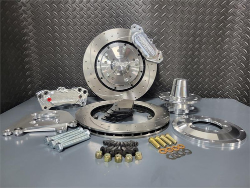 Aerospace Components AC-22VRDSP Mustang 4-Piston Front Street Brake Kit - Dimpled & Slotted Rotors (79-93)