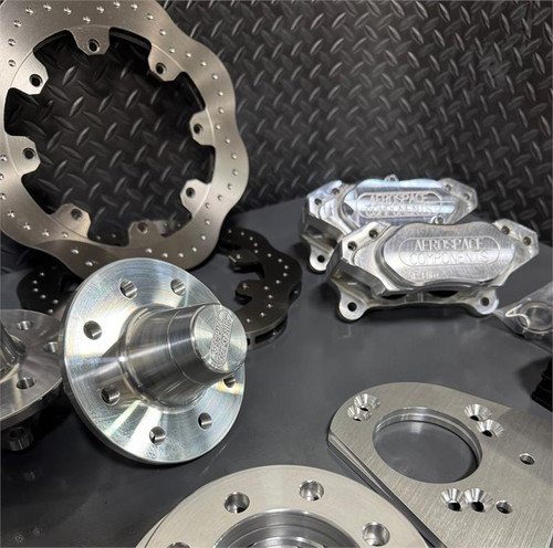 Aerospace Components Mustang 4-Piston Front Street Lite Brake Kit - Dimpled Rotors (1979-1993)