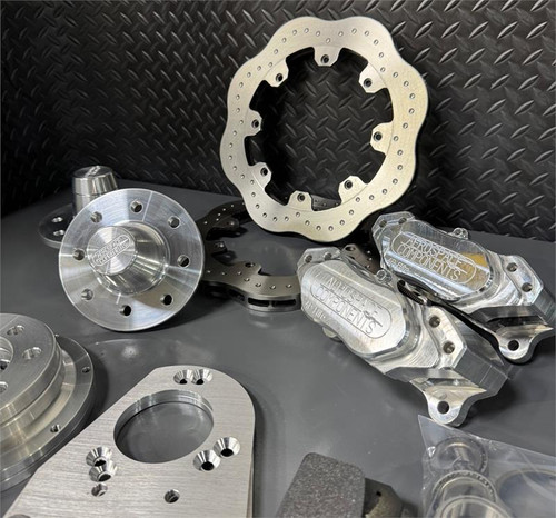 Aerospace Components Mustang 4-Piston Front Street Lite Brake Kit - Dimpled Rotors (1979-1993)