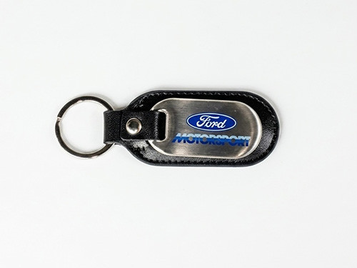 Ford Performance M-1800-FM Ford Motorsport Stainless Steel & Leather Keychain 