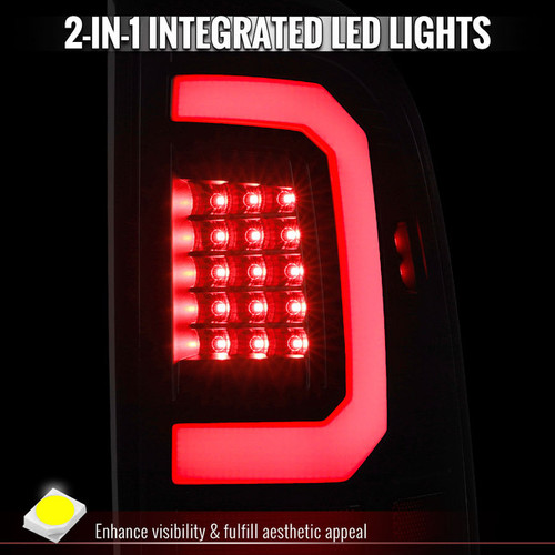 Spec-D Tuning Super Duty LED Red C-Bar Tail Lights - Black Housing, Clear Lens (2008-2016)