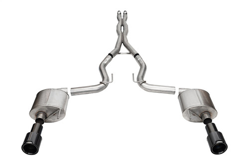 Corsa Mustang GT Coupe 3" Sport Cat-Back Exhaust - 4.5" Black Carbon Fiber Tips (2024-2026)